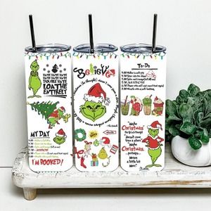 The Grinch Believe My Day Christmas 20oz Tumbler With Metal Straw